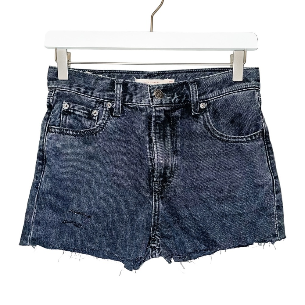 Levi’s Cutoff Loose Straight Black Premium Denim Shorts Size 23 Western Festival